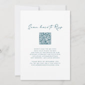 Invitation Monogramme Wreath QR Code Mariage bleu Turquoise (Dos)