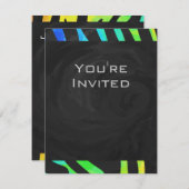 Invitation Monogramme Zebra noir et arc-en-ciel (Devant / Derrière)