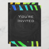 Invitation Monogramme Zebra noir et arc-en-ciel (Devant / Derrière)