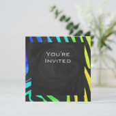 Invitation Monogramme Zebra noir et arc-en-ciel (Debout devant)