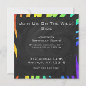 Invitation Monogramme Zebra noir et arc-en-ciel (Dos)