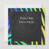 Invitation Monogramme Zebra noir et arc-en-ciel (Devant)
