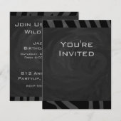 Invitation Monogramme Zebra Noir et gris (Devant / Derrière)