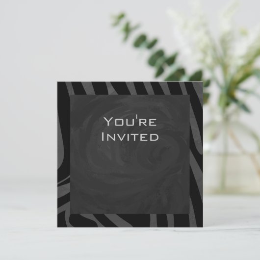 Invitation Monogramme Zebra Noir et gris (Debout devant)