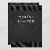 Invitation Monogramme Zebra Noir et gris (Devant / Derrière)