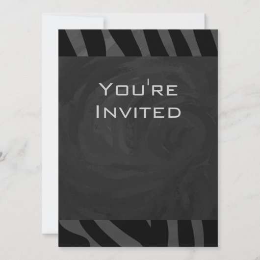 Invitation Monogramme Zebra Noir et gris (Devant)