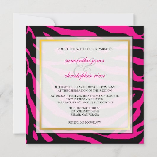 Invitation Monogramme/Zebra Stripes, DO-IT-YOURSELF couleur,  (Dos)