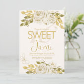 Invitation Monogrammed Sweet 16 Florales Roses d'ivoire rose (Debout devant)