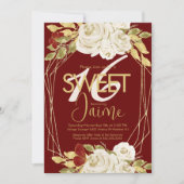 Invitation Monogrammed Sweet 16 Vin de fleurs d'ivoire (Devant)