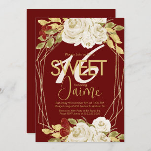 Invitation Monogrammed Sweet 16 Vin de fleurs d'ivoire