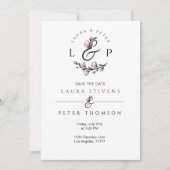 Invitation Monogrammes de mariage avec esperluette florale  (Devant)