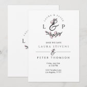 Invitation Monogrammes de mariage avec esperluette florale  (Devant / Derrière)