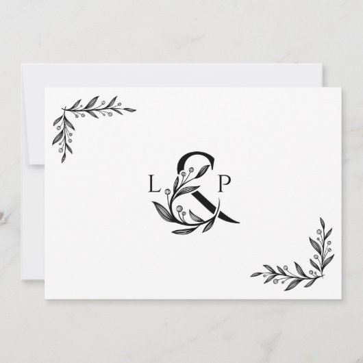 Invitation Monogrammes de mariage élégants avec esperluette f (Dos)