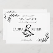 Invitation Monogrammes de mariage élégants avec esperluette f (Devant / Derrière)