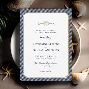 Invitation Monogrammes de noeud nautique Élégant Mariage de l