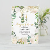 Invitation Monogrammes floraux blancs et Fête des mariées de  (Debout devant)