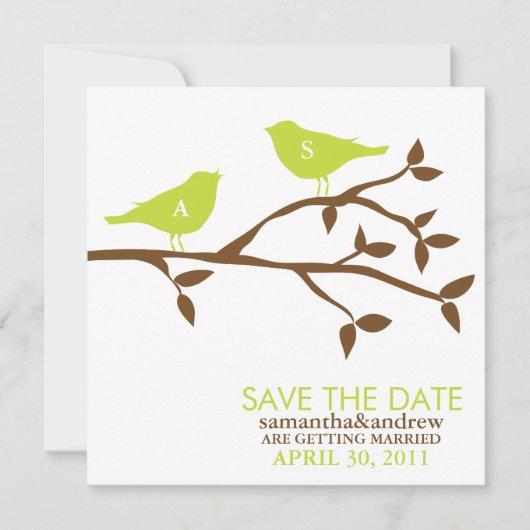 Invitation Monogrammes Inséparables mariage Enregistrer les c (Devant)