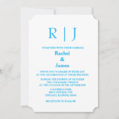 Invitation Monogrammes Sky Blue Minimal Mariage simple et élé (Devant)