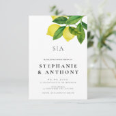 Invitation Monograms Lemon Branch Greenery Wedding (Debout devant)