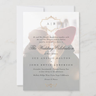 Invitation monographie classique romantique en or crest maria