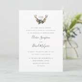 Invitation Monographie de chêne clair Acorn et Antlers mariag (Debout devant)