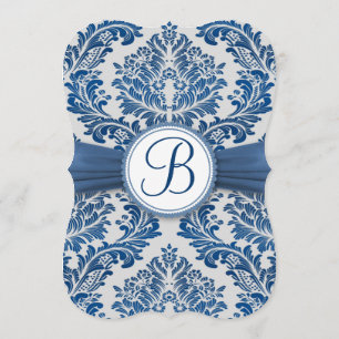 Invitation Monographie de damas bleu Royal Mariage Inviter