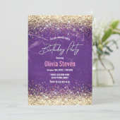 Invitation Monographie de parties scintillant en or mou irisé (Debout devant)