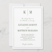 Invitation Monographie verte de forêt classique Mariage éléga (Devant)