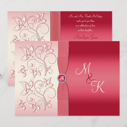 Invitation monographique de pastèque rose et ivoir (Devant / Derrière)