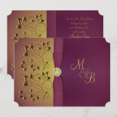 Invitation Monographique Florale D'Aubergines D'Or (Devant / Derrière)