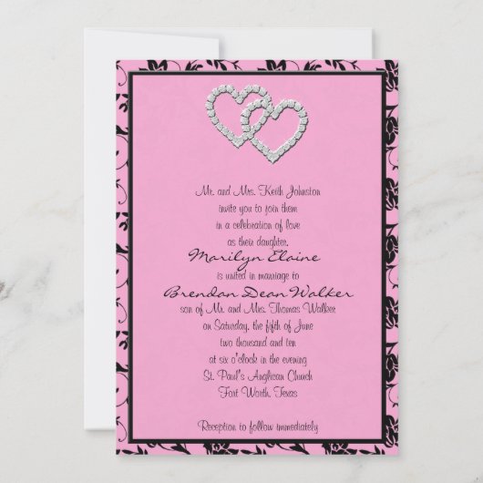 Invitation monographique rose et noir avec les coe (Dos)