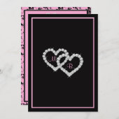 Invitation monographique rose et noir avec les coe (Devant / Derrière)