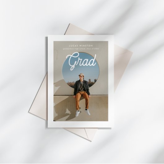 Invitation Monoline Script Photo Graduation Announcement