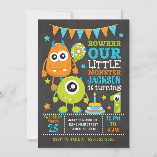 Invitation Monster 1er Anniversaire (Devant)