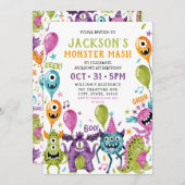 Invitation Monster 1er anniversaire de la fête d'Halloween du (Devant / Derrière)