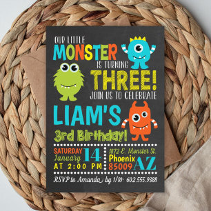 Invitation Monster 3ème anniversaire de fête