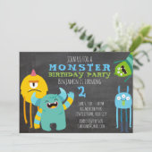 Invitation Monster Anniversaire de fête Thème Chalkboard Invi (Debout devant)