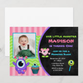 Invitation Monster Anniversaire Monster Girl Invit (Devant / Derrière)