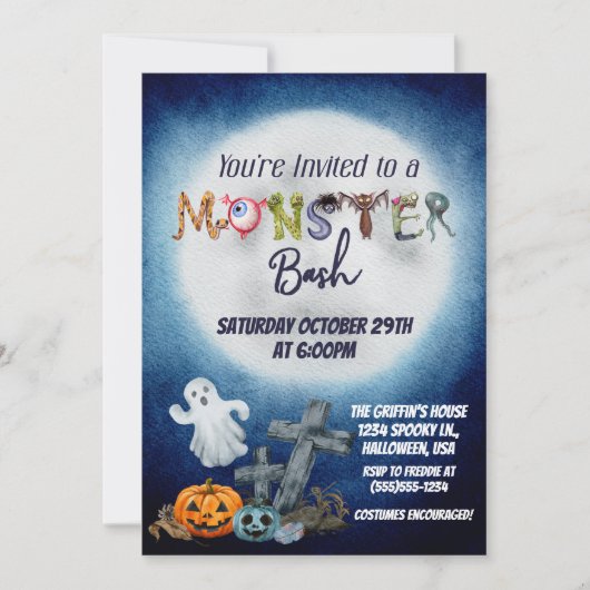 Invitation Monster Bash (Devant)