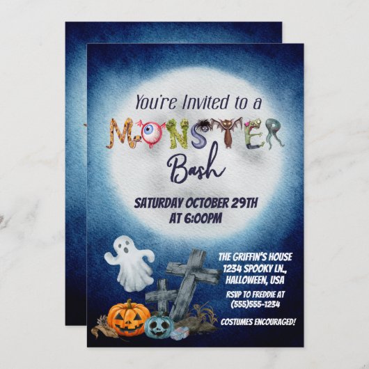 Invitation Monster Bash (Devant / Derrière)