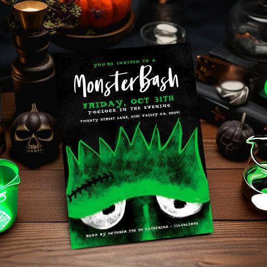 Invitation Monster Bash | Éffrayant Frankenstein Halloween Pa