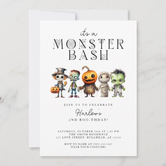Invitation Monster Bash Frankenstein Halloween (Devant)