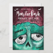 Invitation Monster Bash Fun Éffrayant Zombie Halloween (Devant)