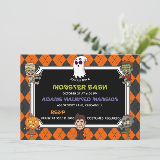 Invitation Monster Bash Halloween (Debout devant)