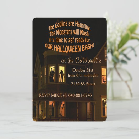 Invitation Monster Bash Halloween (Debout devant)