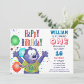 Invitation Monster Bear Anniversaire de enfant Party (Debout devant)