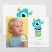 Invitation Monster Boys 1ère fête d'anniversaire Photo (Devant / Derrière)