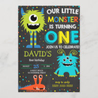 Monster First Birthday Boy Little Monster Chalk