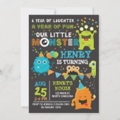 Invitation Monster First Birthday, Invitation Mons (Devant)