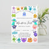 Invitation Monster First Birthday Party (Debout devant)